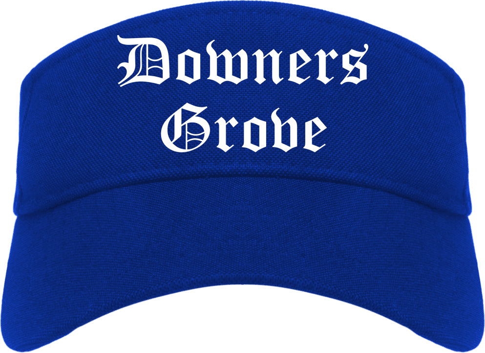 Downers Grove Illinois IL Old English Mens Visor Cap Hat Royal Blue