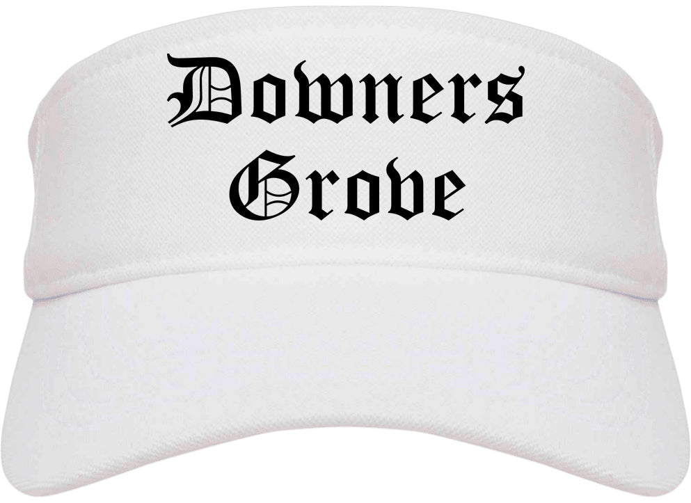 Downers Grove Illinois IL Old English Mens Visor Cap Hat White