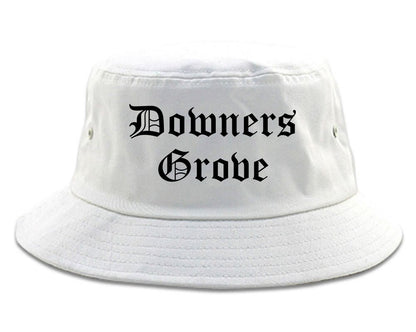 Downers Grove Illinois IL Old English Mens Bucket Hat White