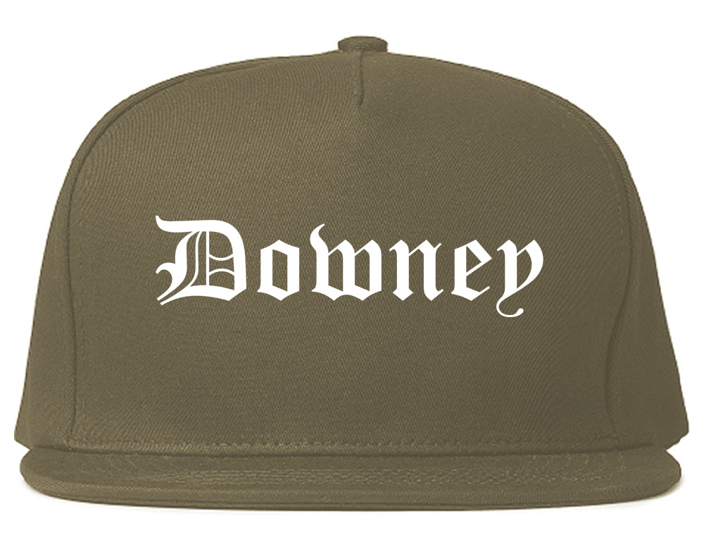Downey California CA Old English Mens Snapback Hat Grey