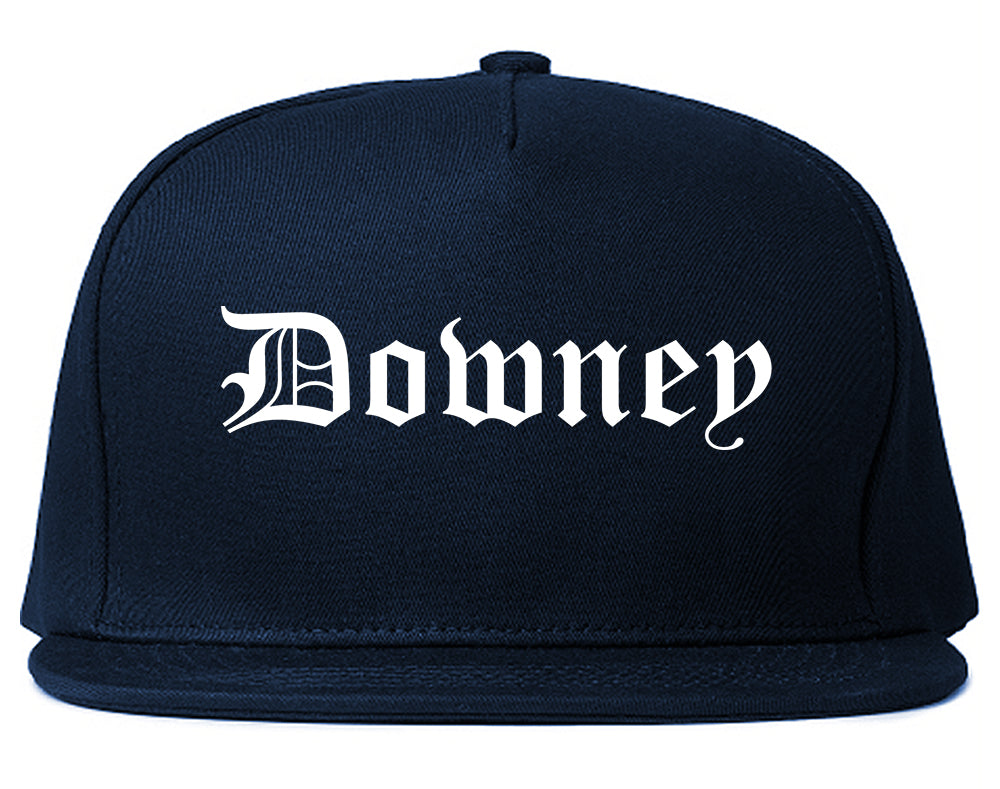 Downey California CA Old English Mens Snapback Hat Navy Blue