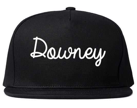 Downey California CA Script Mens Snapback Hat Black