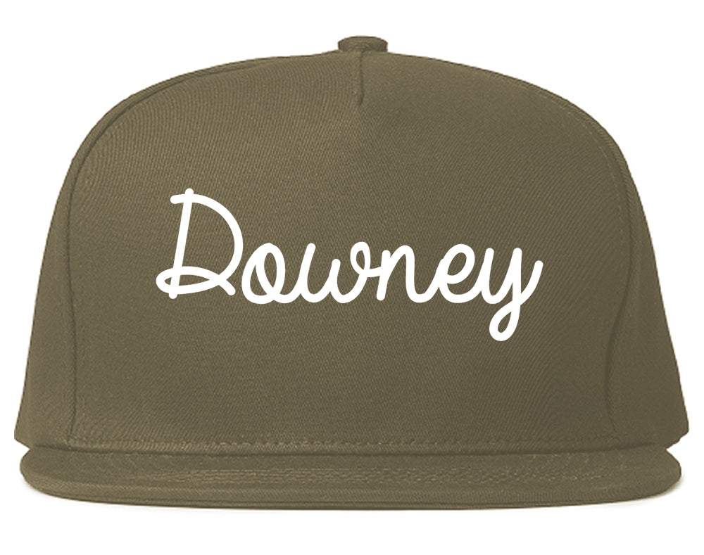 Downey California CA Script Mens Snapback Hat Grey