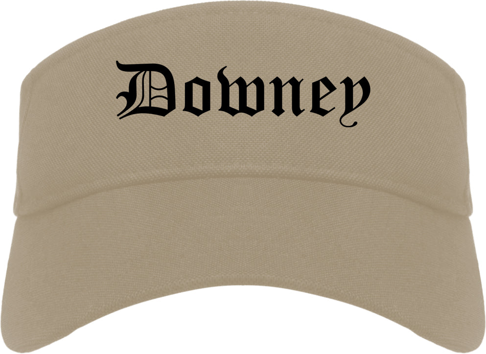 Downey California CA Old English Mens Visor Cap Hat Khaki