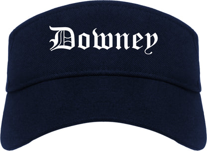 Downey California CA Old English Mens Visor Cap Hat Navy Blue