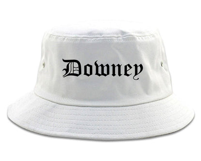 Downey California CA Old English Mens Bucket Hat White