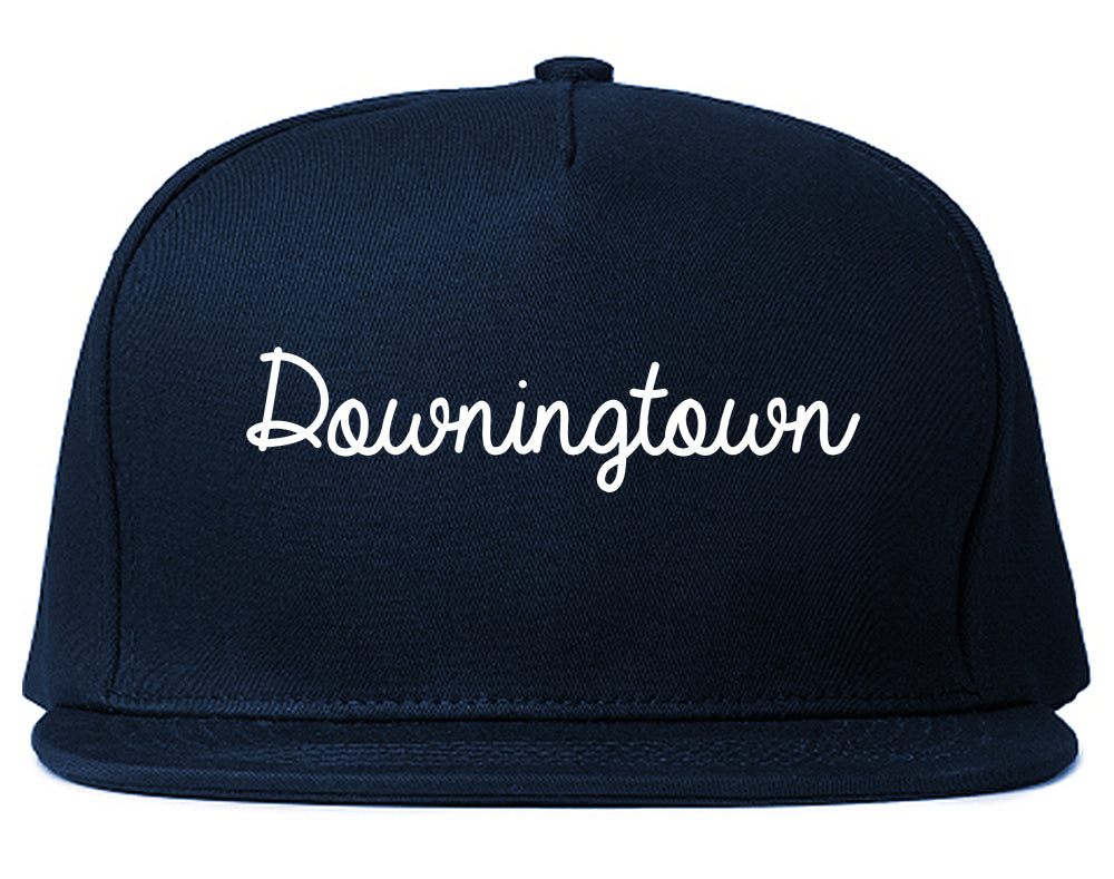 Downingtown Pennsylvania PA Script Mens Snapback Hat Navy Blue
