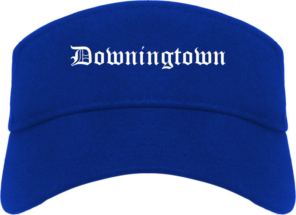 Downingtown Pennsylvania PA Old English Mens Visor Cap Hat Royal Blue
