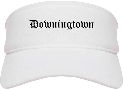 Downingtown Pennsylvania PA Old English Mens Visor Cap Hat White