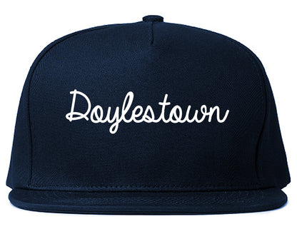 Doylestown Pennsylvania PA Script Mens Snapback Hat Navy Blue