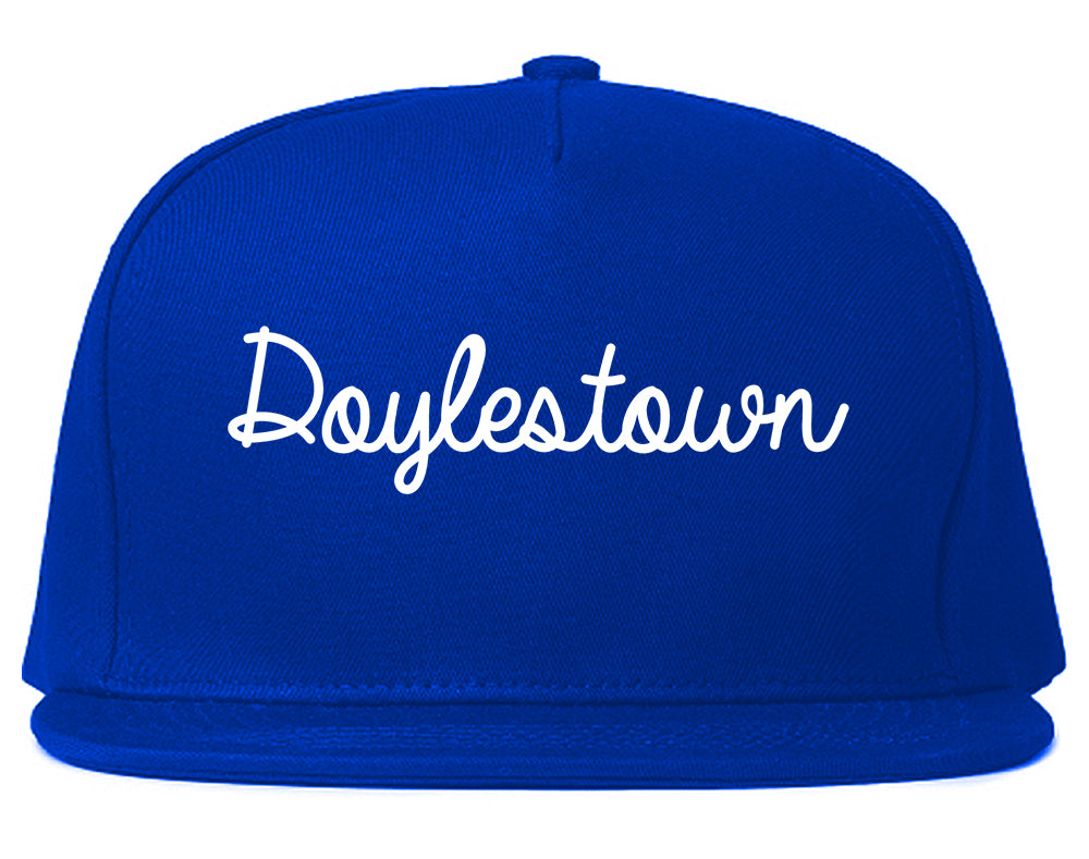 Doylestown Pennsylvania PA Script Mens Snapback Hat Royal Blue