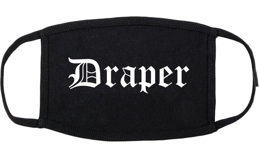 Draper Utah UT Old English Cotton Face Mask Black