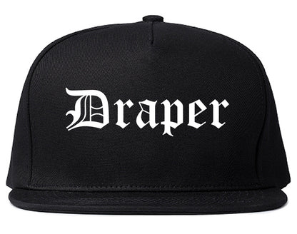 Draper Utah UT Old English Mens Snapback Hat Black