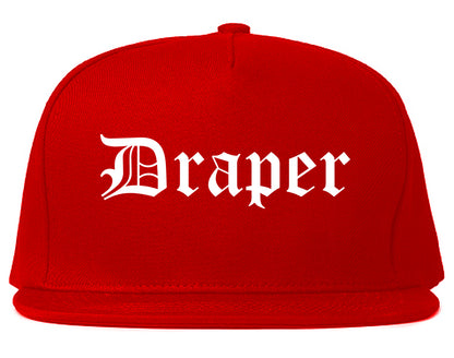 Draper Utah UT Old English Mens Snapback Hat Red