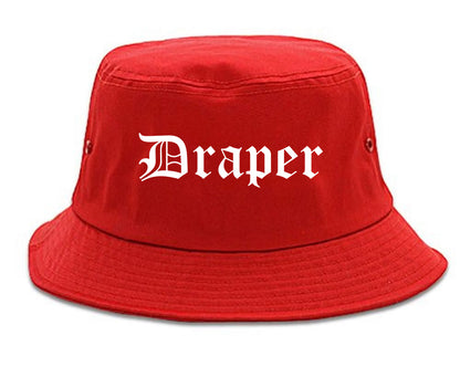 Draper Utah UT Old English Mens Bucket Hat Red