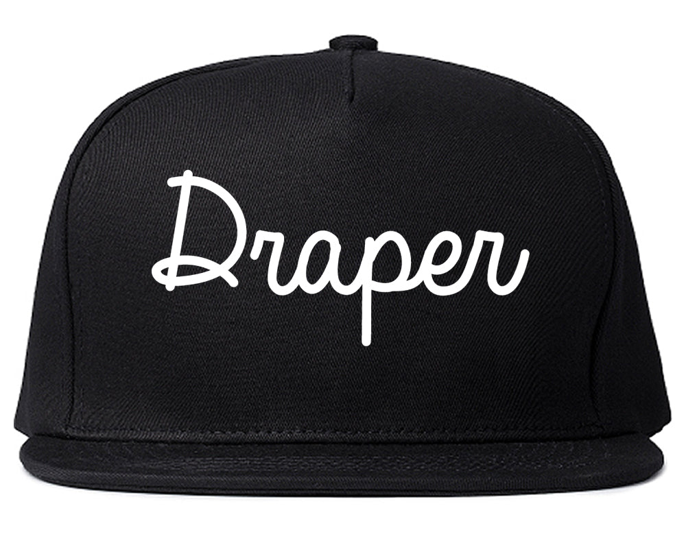 Draper Utah UT Script Mens Snapback Hat Black