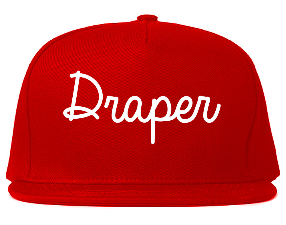 Draper Utah UT Script Mens Snapback Hat Red