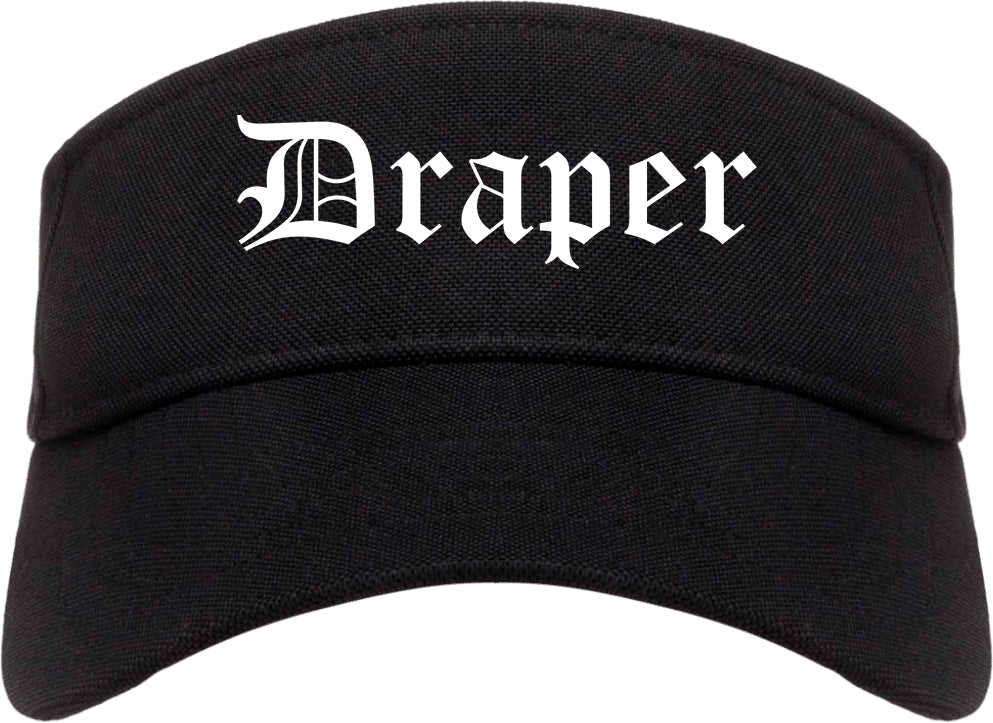 Draper Utah UT Old English Mens Visor Cap Hat Black