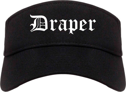 Draper Utah UT Old English Mens Visor Cap Hat Black