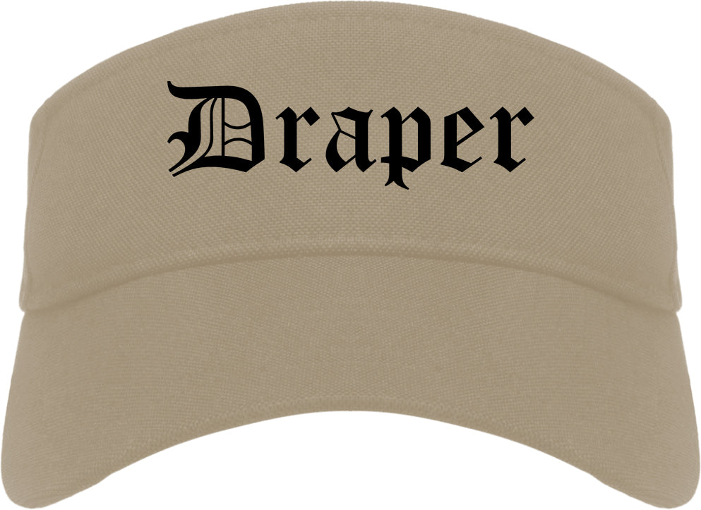 Draper Utah UT Old English Mens Visor Cap Hat Khaki