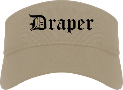 Draper Utah UT Old English Mens Visor Cap Hat Khaki