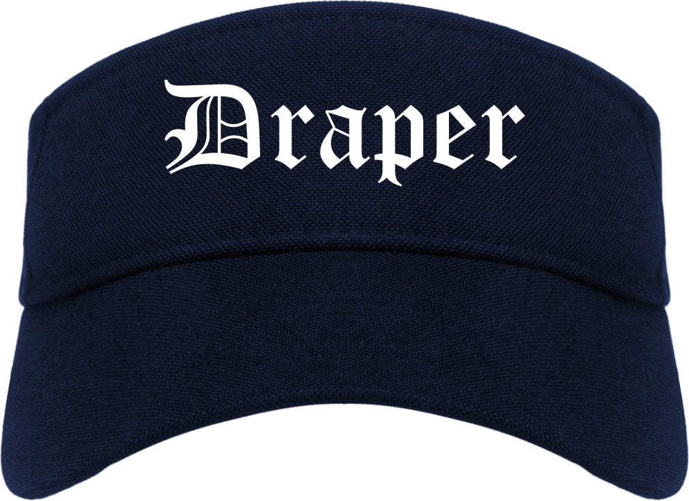 Draper Utah UT Old English Mens Visor Cap Hat Navy Blue