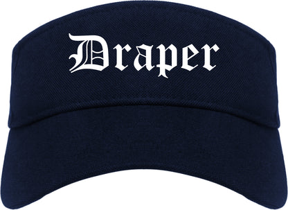 Draper Utah UT Old English Mens Visor Cap Hat Navy Blue