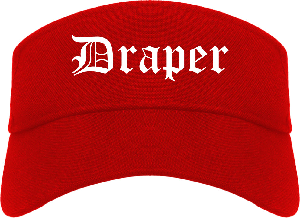 Draper Utah UT Old English Mens Visor Cap Hat Red