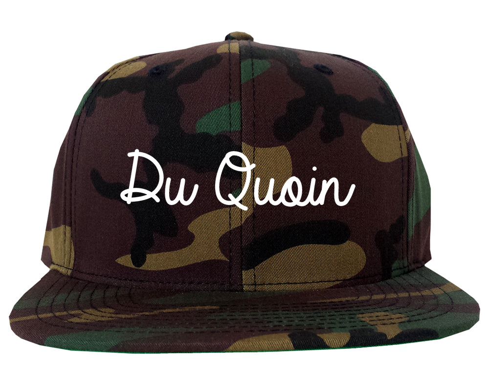 Du Quoin Illinois IL Script Mens Snapback Hat Army Camo