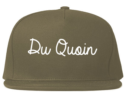 Du Quoin Illinois IL Script Mens Snapback Hat Grey