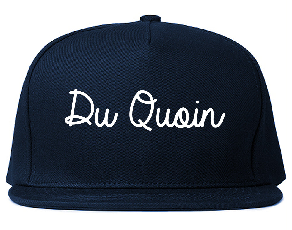 Du Quoin Illinois IL Script Mens Snapback Hat Navy Blue