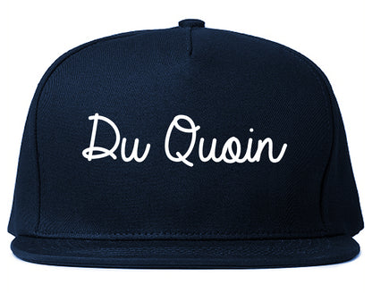 Du Quoin Illinois IL Script Mens Snapback Hat Navy Blue