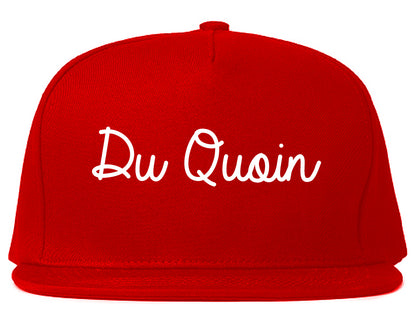 Du Quoin Illinois IL Script Mens Snapback Hat Red