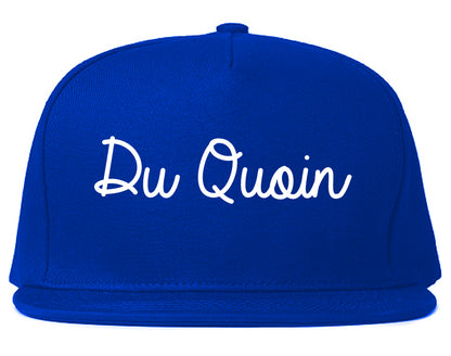 Du Quoin Illinois IL Script Mens Snapback Hat Royal Blue