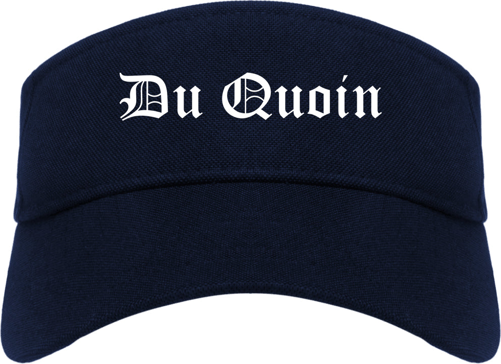 Du Quoin Illinois IL Old English Mens Visor Cap Hat Navy Blue