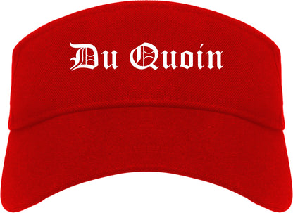Du Quoin Illinois IL Old English Mens Visor Cap Hat Red