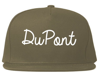 DuPont Washington WA Script Mens Snapback Hat Grey