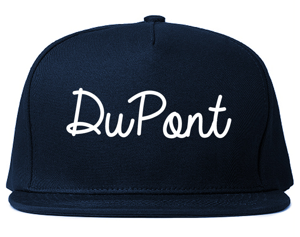 DuPont Washington WA Script Mens Snapback Hat Navy Blue