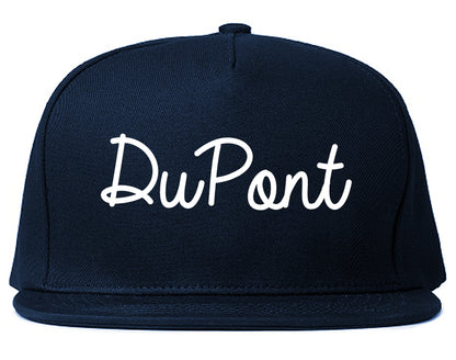 DuPont Washington WA Script Mens Snapback Hat Navy Blue