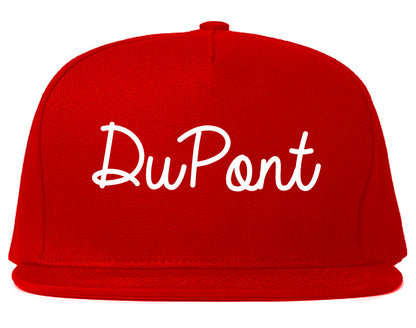 DuPont Washington WA Script Mens Snapback Hat Red
