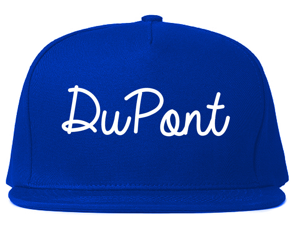 DuPont Washington WA Script Mens Snapback Hat Royal Blue
