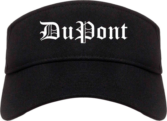 DuPont Washington WA Old English Mens Visor Cap Hat Black