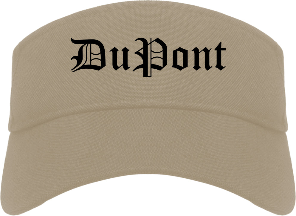 DuPont Washington WA Old English Mens Visor Cap Hat Khaki