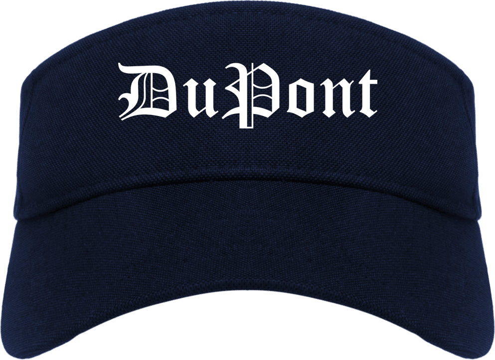 DuPont Washington WA Old English Mens Visor Cap Hat Navy Blue