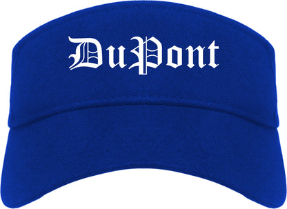 DuPont Washington WA Old English Mens Visor Cap Hat Royal Blue