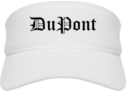 DuPont Washington WA Old English Mens Visor Cap Hat White
