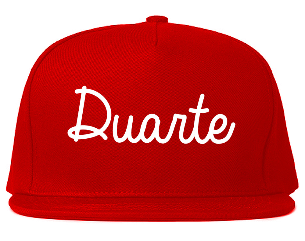 Duarte California CA Script Mens Snapback Hat Red
