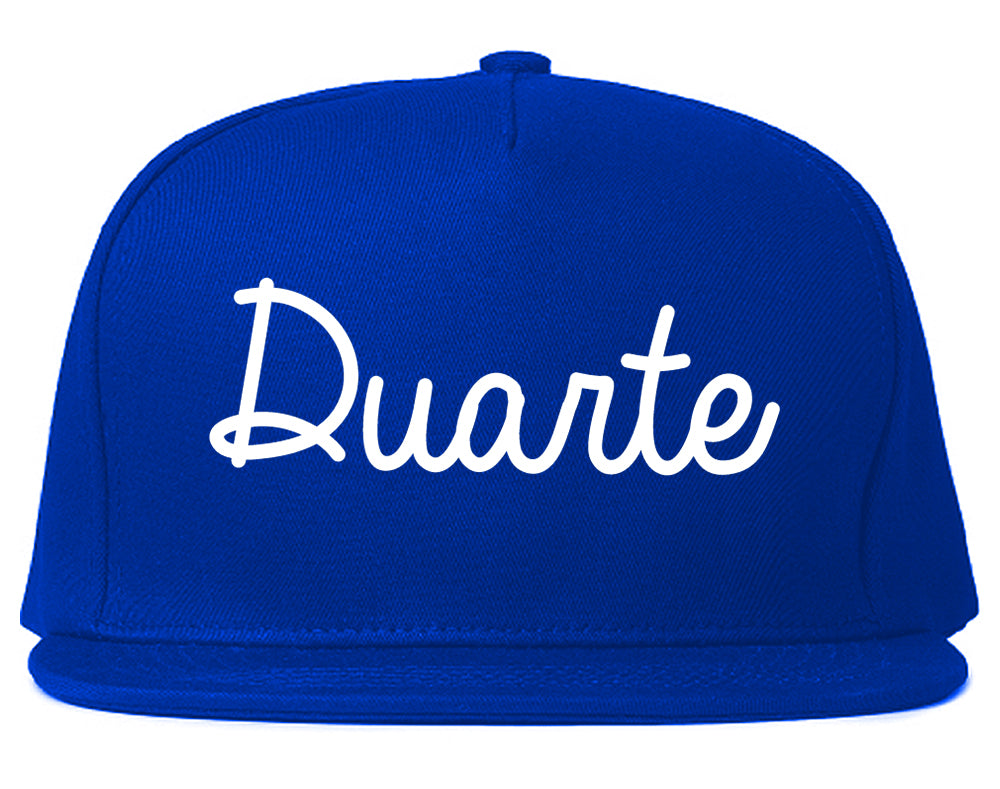 Duarte California CA Script Mens Snapback Hat Royal Blue
