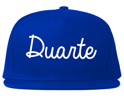 Duarte California CA Script Mens Snapback Hat Royal Blue