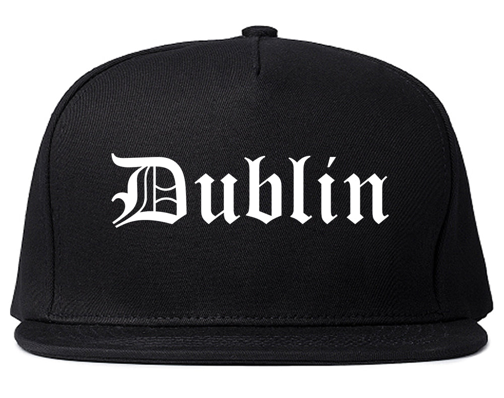 Dublin California CA Old English Mens Snapback Hat Black